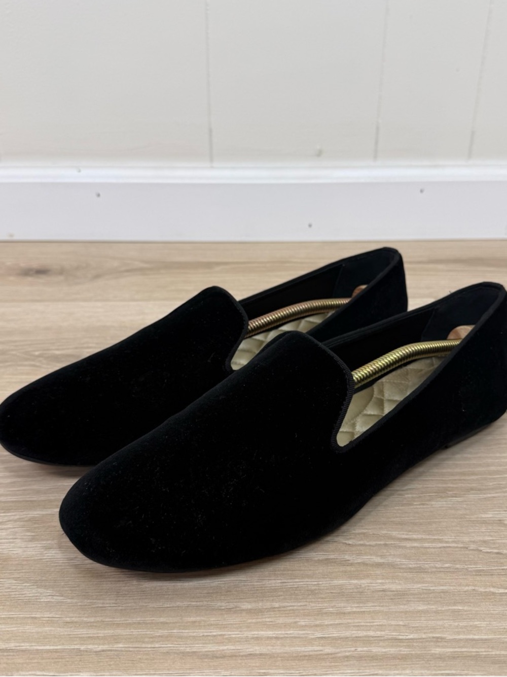 Birdies Black Velvet Slip-On Flats